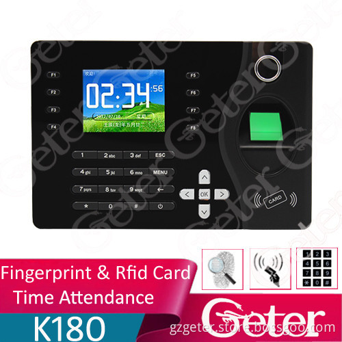 geter K180 Biometric fingerprint terminal time attendance/recorder LCD color screen TCP/IP USB client/ host communication